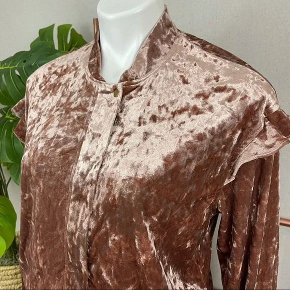 Anthropologie Sabina Musayev Pink Blushed Velvet Bomber Jacket (Sz Small) - Picture 6 of 11